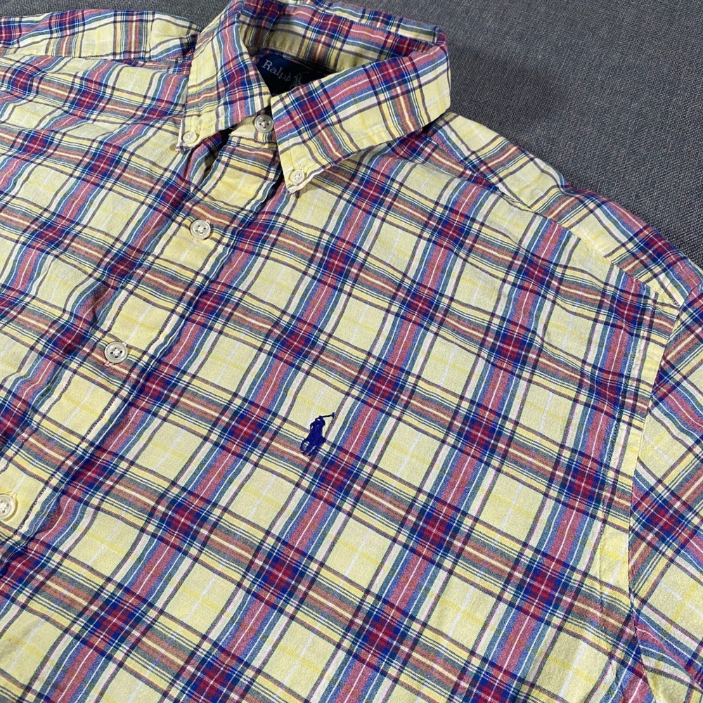 Ralph Lauren Blake Fit Short Sleeve Plaid Button Down Shirt Mens L Lightweight